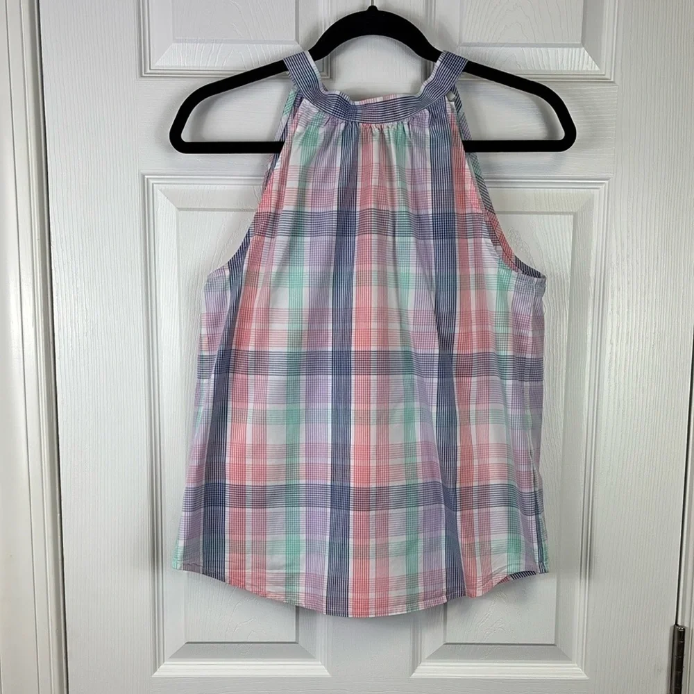 J. Crew plaid bow back halter top sz xs